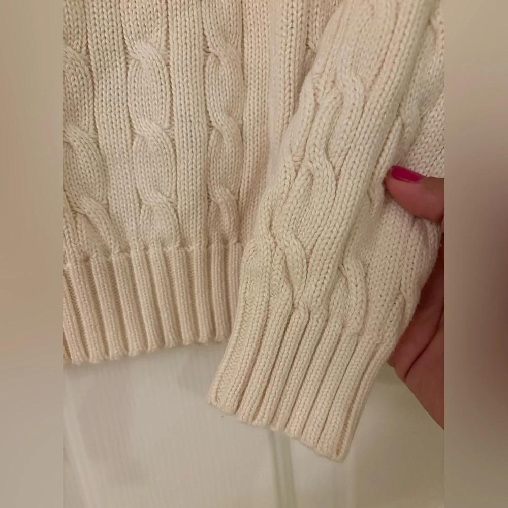 Ralph Lauren cable knit cotton crew neck sweater size small cream color - Picture 5 of 5